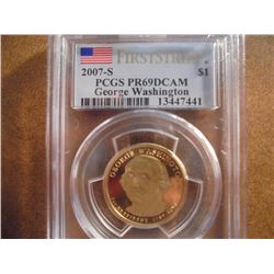 2007-S WASHINGTON DOLLAR PCGS PR69 DCAM 1ST STRIKE