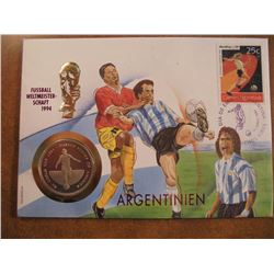 1994 UGANDA 1000 SHILLINGS PROOF COIN ON POSTAL COVER