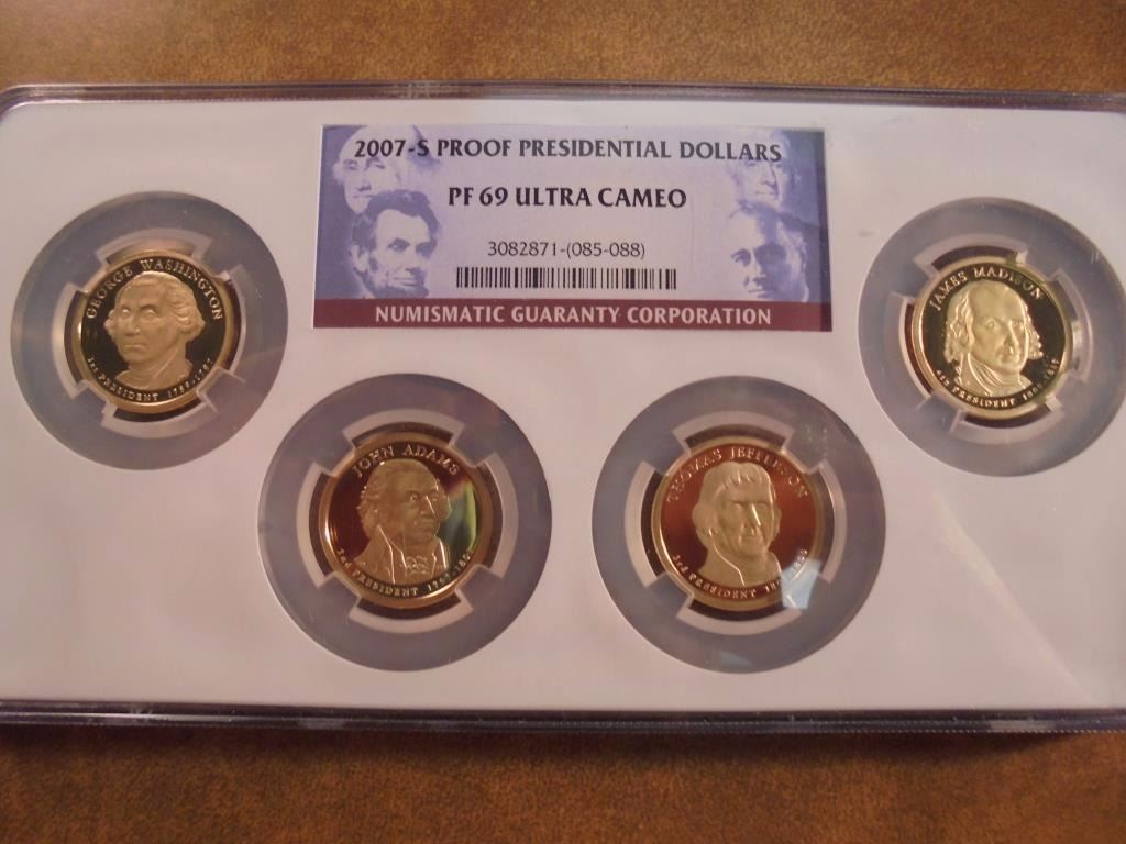 2007S PROOF PRESIDENTIAL DOLLAR PROOF SET NGC PF69 ULTRA CAMEO, MULTI