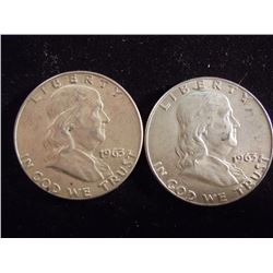 2-1963-D FRANKLIN HALF DOLLARS