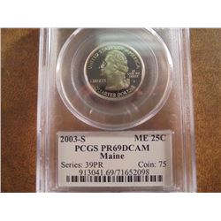 2003-S MAINE QUARTER PCGS PR69 DCAM