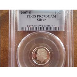 2007-S SILVER ROOSEVELT DIME PCGS PR69 DCAM