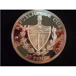 5 OZ. SILVER 1992 CUBA PROOF 50 PESOS