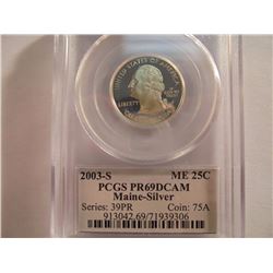 2003-S SILVER MAINE QUARTER PCGS PR69 DCAM
