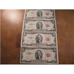 1953,53-A,53-B & 53-C $2 RED SEAL US NOTES