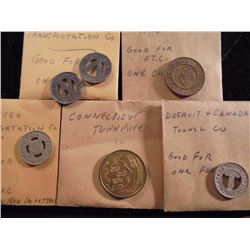 6 TRANSPORTATION TOKENS SEE DESCRIPTION 2-SHEMANGO VALLEY TRANSPORTATION COMPANY, PHILADELPHIA P.T.C