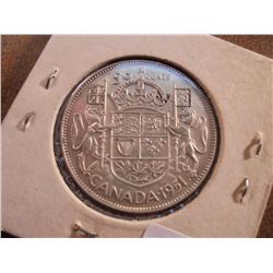 1951 CANADA SILVER 50 CENTS EXTRA FINE/AU
