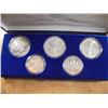 Image 1 : 1980 MOSCOW XXII OLYMPICS 5 COIN SILVER PF SET ORIGINAL MINT PACKAGING