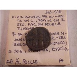 565-578 A.D. JUSTINE II SEPHIA ANCIENT COIN