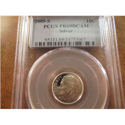 2005-S SILVER ROOSEVELT DIME PCGS PR69 DCAM