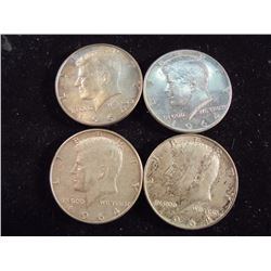 4-1964 90% SILVER KENNEDY HALF DOLLARS