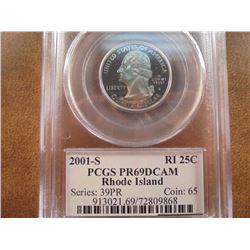 2001-S RHODE ISLAND QUARTER PCGS PR69 DCAM