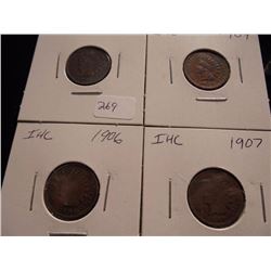 1900,04,06 & 07 INDIAN HEAD CENTS
