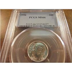 1956 SILVER ROOSEVELT DIME PCGS MS66
