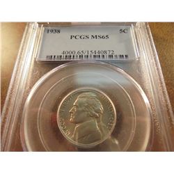 1938 JEFFERSON NICKEL PCGS MS65