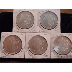 5-1921-D MORGAN SILVER DOLLARS