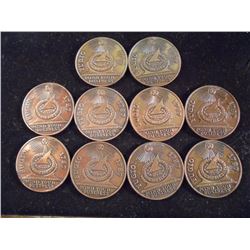 10 HARD TO FIND TOKENS 1787 FUGIO THE 4 VIRTUES FORTITUDE, PRUDENCE, TEMPERANCE AND JUSTICE