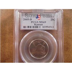 2005-D KANSAS QUARTER PCGS MS69 SATIN FINISH