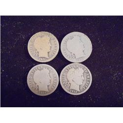 1901-O,06,07 & 1912 BARBER DIMES