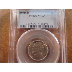 1950-D JEFFERSON NICKEL KEY DATE PCGS MS65