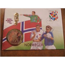 1994 ZAMBIA 2000 KWACHA/100 GUILDERS PROOF COIN IN CANCELLED ENVELOPE, FOOTBALL WORLD CUP