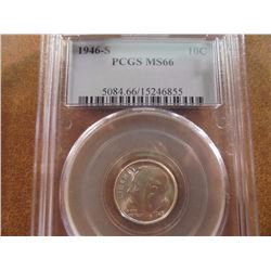 1946-S SILVER ROOSEVELT DIME PCGS MS66