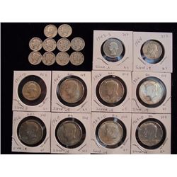 NICE SILVER LOT OF US COINS SEE DESCRIPTION 10 ASSORTED MERCURY DIMES, 1943-S, 1964 & 1964-D WASHING