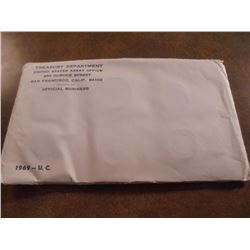 1969 US MINT SET (UNC) P/D/S (WITH ENVELOPE) 40% SILVER JOHN F. KENNEDY HALF DOLLAR, THIS IS AN OFFI