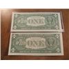 Image 2 : 2-1957-B $1 SILVER CERTIFICATES CRISP UNC CONSECUTIVE SERIAL  #'S