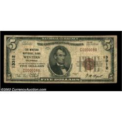 Winters, CA - $5 1929 Ty. 1 The Winters NB Ch. # 13312Although five uncut sheets are known from here