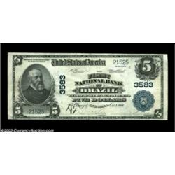 Brazil, IN - $5 1902 Plain Back Fr. 600 First NB of Brazil Ch. # 3583A bright, crisp Very Fine-Extre