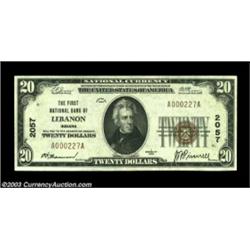 Lebanon, IN - $20 1929 Ty. 1 First NB of Lebanon Ch. # 2057A lightly circulated Extremely Fine-About