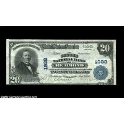 Richmond, IN - $20 1902 Plain Back Fr. 654 Second National Bank of Richmond Ch. # 1988From the only.