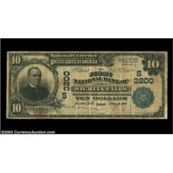Wichita Falls, TX - $10 1902 Plain Back Fr. 624 The First NB Ch. # (S)3200Evenly circulated Fine, wi