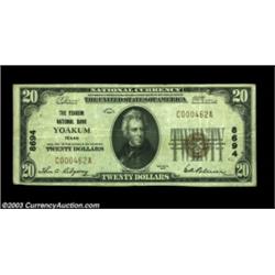 Yoakum, TX - $20 1929 Ty. 1 Yoakum NB Ch. # 8694This pretty note is from a south-Texas bank that is.