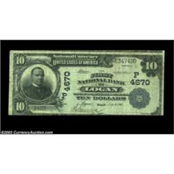 Logan, UT - $10 1902 Plain Back Fr. 628 The First NB Ch. # (P)4670Evenly circulated Fine, but cut ra