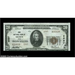 Ogden, UT - $20 1929 Ty. 2 First NB of Ogden Ch. # 2597A light horizontal fold is the only flaw on t