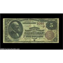 Salt Lake City, UT - $5 1882 Brown Back Fr. 474 The Deseret NB Ch. # (P)2059A rare type and denomina