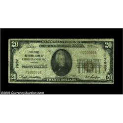 Christiansburg, VA - $20 1929 Ty. 1 First NB of Christiansburg Ch. # 7937The only bank to issue from