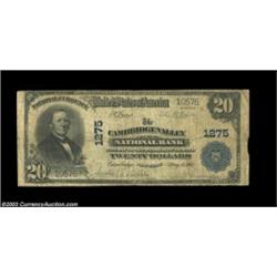 Cambridge, NY - $20 1902 Plain Back Fr. 650 Cambridge Valley NB Ch. # 1275A scarce bank with either.