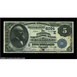 Carthage, NY - $5 1882 Value Back Fr. 574 The National Exchange Bank Ch. # (E)6094The last bank char