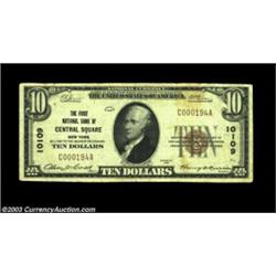 Central Square, NY - $10 1929 Ty. 1 The First NB Ch. # 10109An excessively rare note from a bank whi