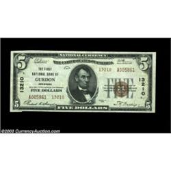 Gurdon, AR - $5 1929 Ty. 2 First NB of Gurdon Ch. # 13210This scarce Gurdon County bank had a mere $