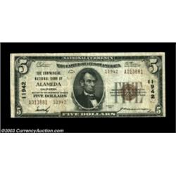 Alameda, CA - $5 1929 Ty. 2 Commercial NB of Alameda Ch. # 11942A scarce bank with an entire output.