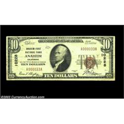 Anaheim, CA - $10 1929 Ty. 1 Anaheim First NB Ch. # 10228Sixteen small size notes are listed in the.