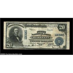 Berkeley, CA - $20 1902 Plain Back Fr. 661 First NB Ch. # 12320A late charter Berkeley bank which is