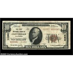 Cloverdale, CA - $10 1929 Ty. 2 The First NB Ch. # 11282Nine small notes are listed in the census fr
