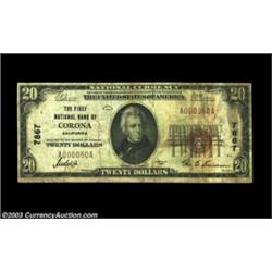 Corona, CA - $10 1929 Ty. 2, $20 1929 Ty. 1 First National Bank of Corona Ch. # 7867A nice pair of n