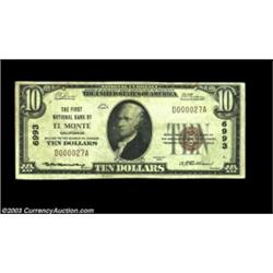El Monte, CA - $10 1929 Ty. 1 First NB of El Monte Ch. # 6993Another rare institution that was the o