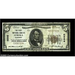 Eureka, CA - $5 1929 Ty. 1 First NB of Eureka Ch. # 5986Some light soiling is present on the face si